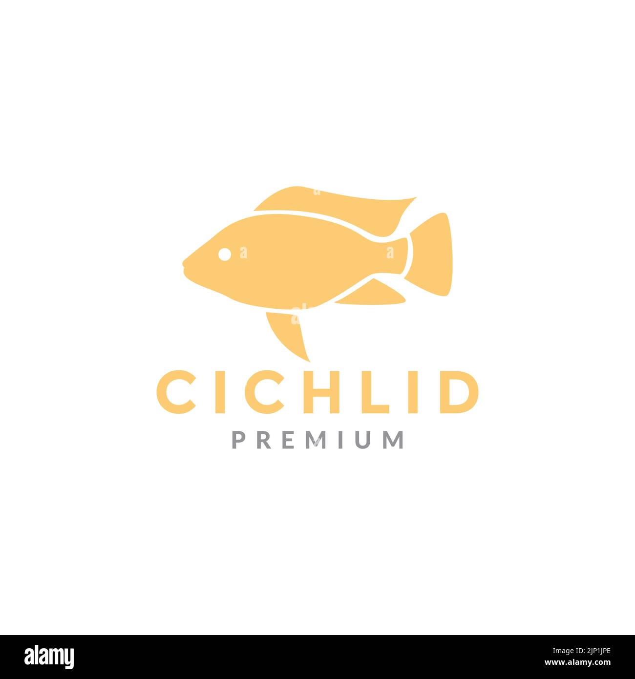 flat fish cichlid logo design Stock Vector