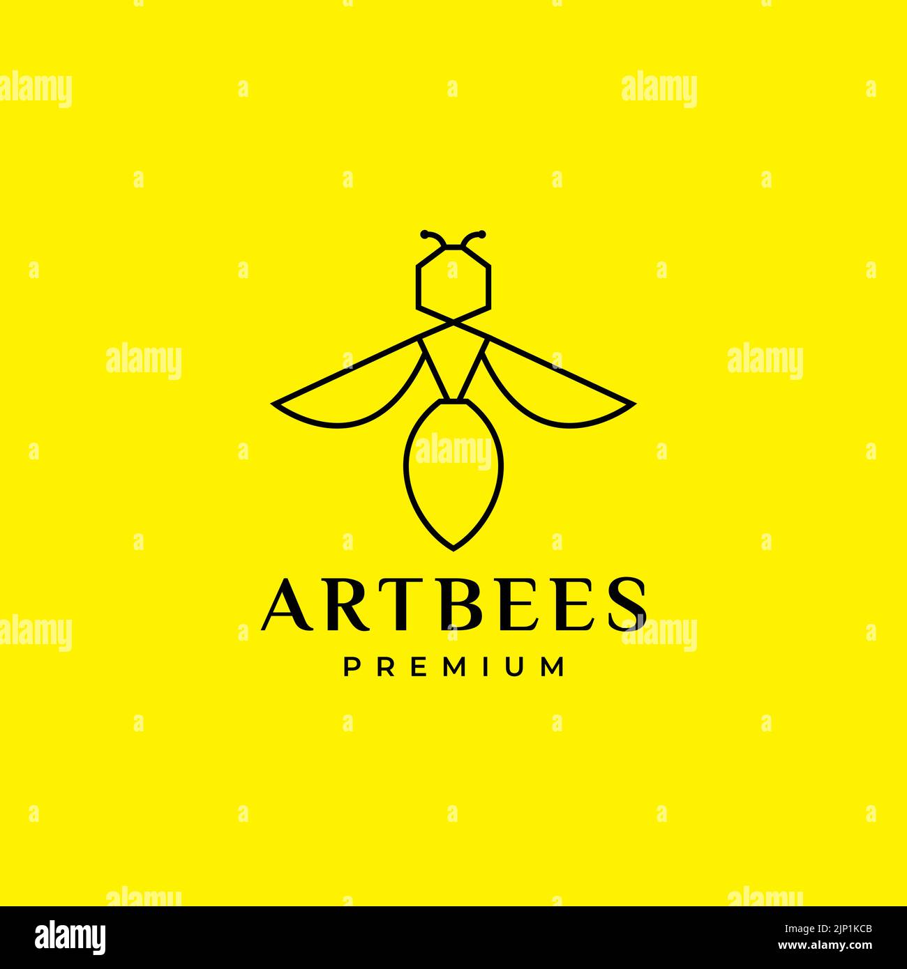 minimalist art bee line modern logo design Stock Vector