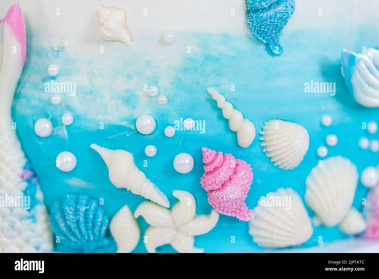 mermaid-themed-3-layer-vanilla-cake-stock-photo-alamy