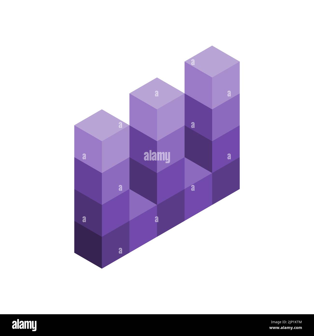 Letter W made of cubes. Lavender 3D W logo. Web technology concept. Network data connections idea. Isometric W box. Alphabet U and U template. Vector Stock Vector