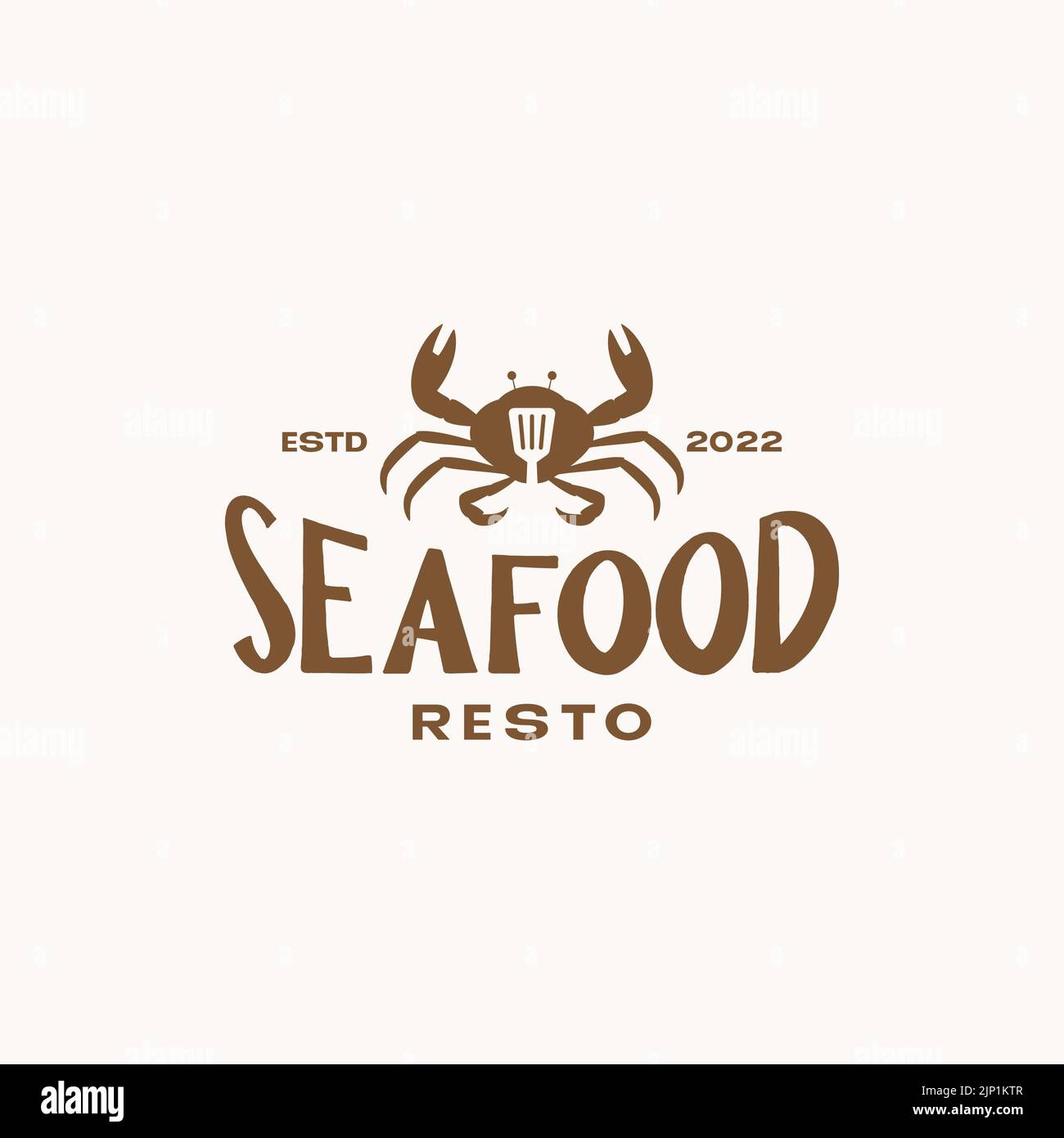 crabs with spatula vintage logo design Stock Vector