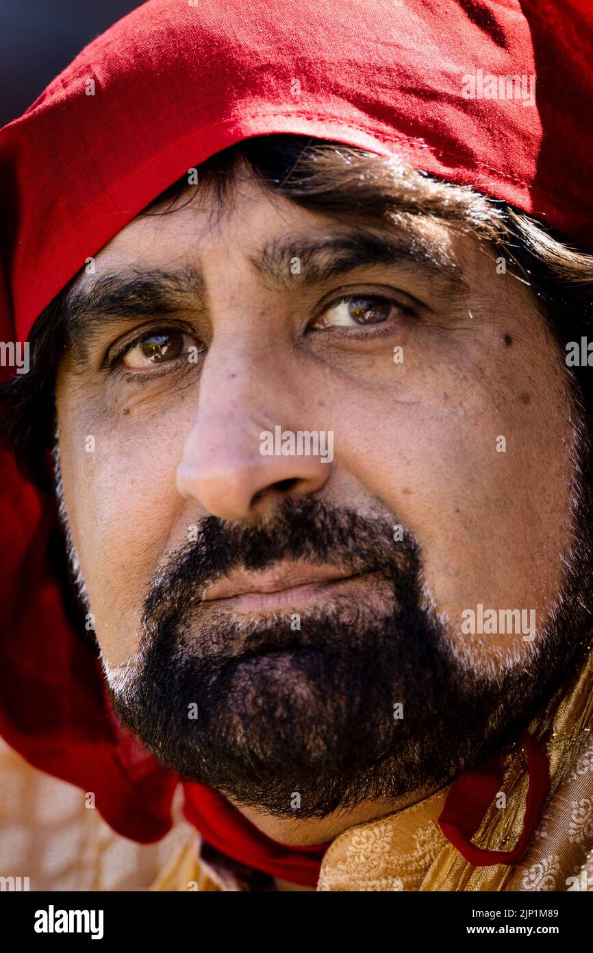 06-8-22 - An Indian supporter during the Cricket at Edgbaston Cricket Ground during the Birmingham 2022 Commonwealth Games in Birmingham. Stock Photo