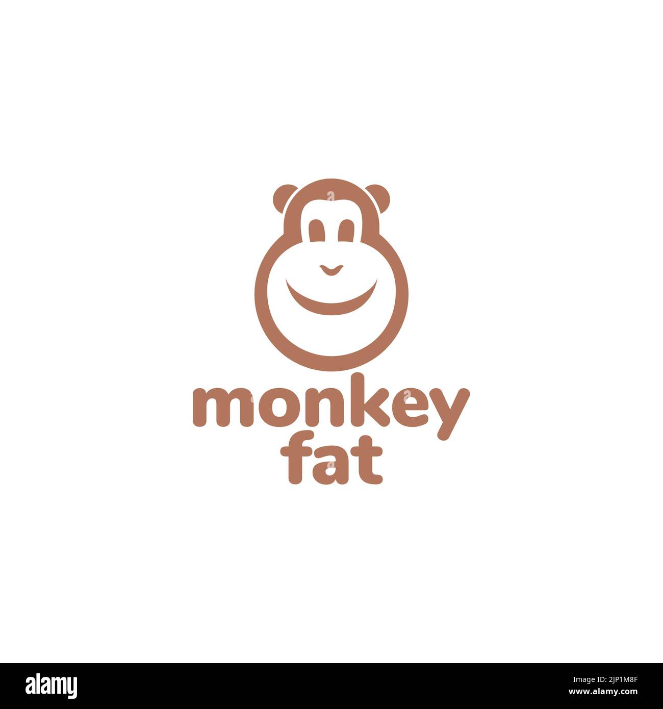 cartoon fat face monkey logo design Stock Vector