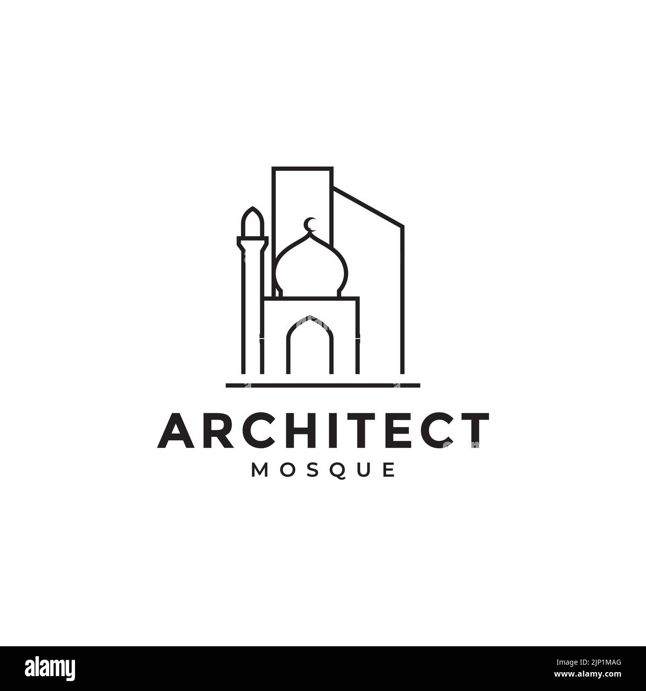 minimalist architect mosque icon logo design Stock Vector