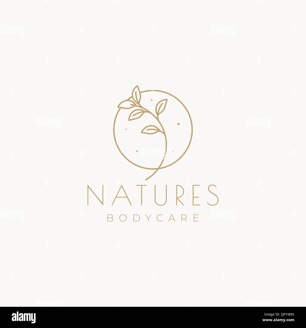 aesthetic circle with leaf logo design Stock Vector