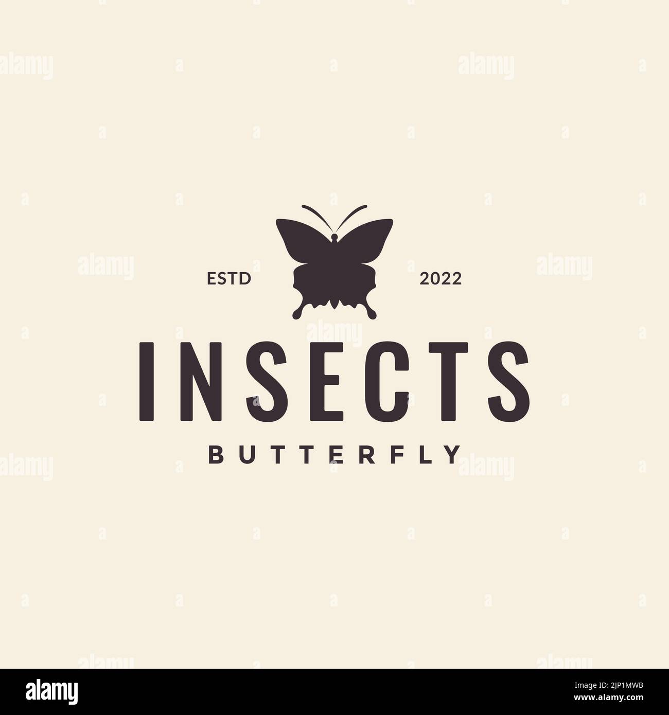 simple hipster butterfly logo design Stock Vector