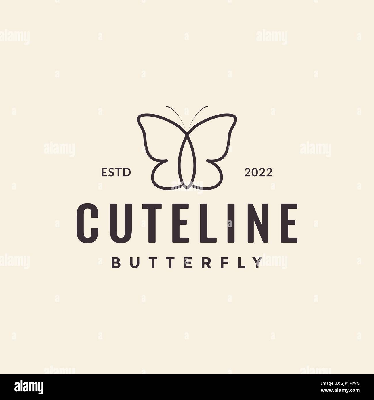 simple hipster butterfly logo design Stock Vector