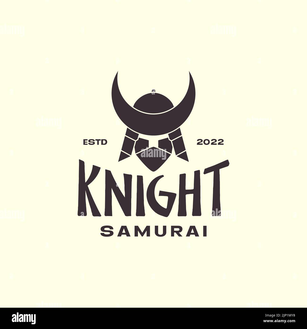 vintage face samurai logo design Stock Vector