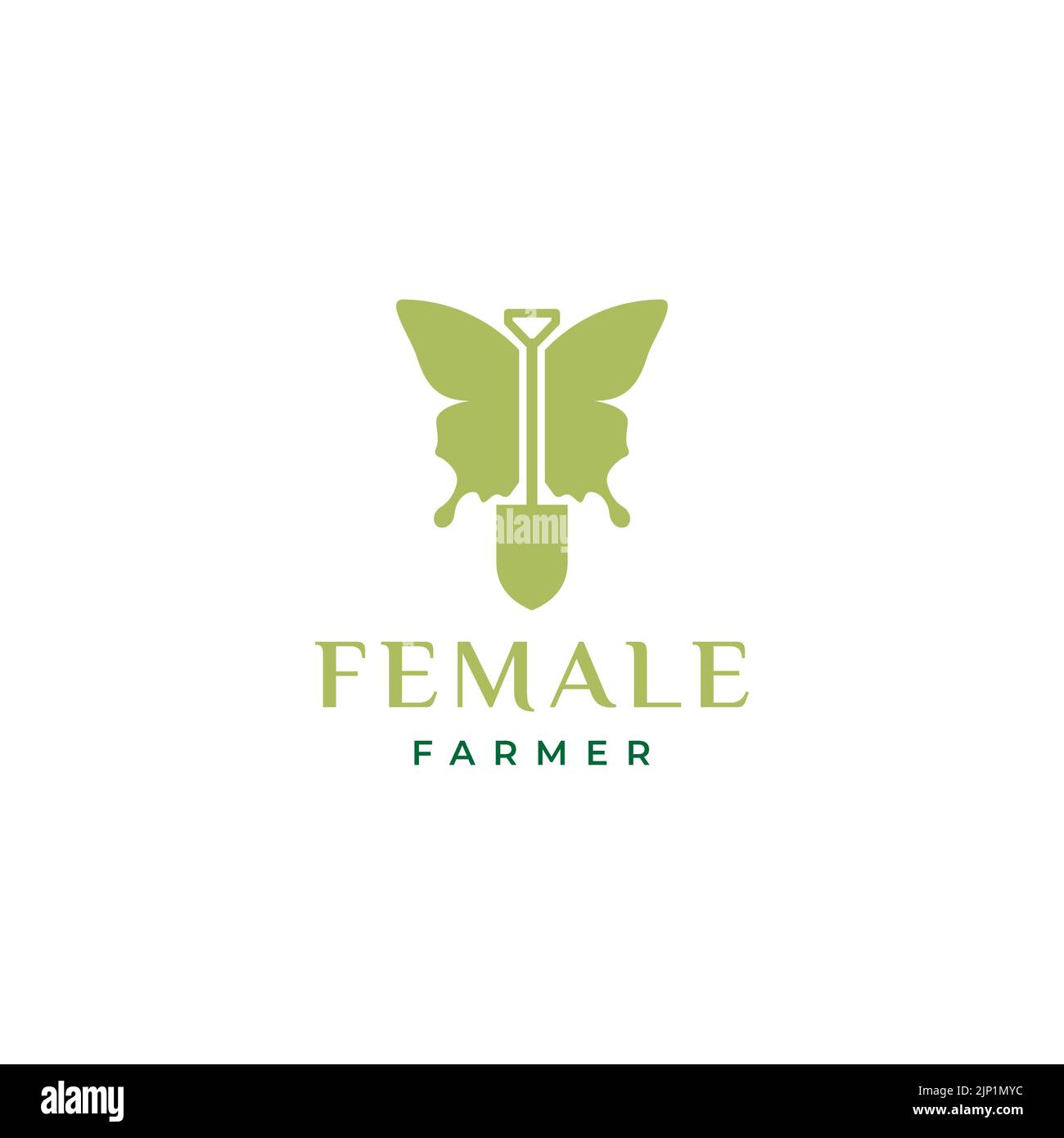 butterfly with shovel logo design Stock Vector