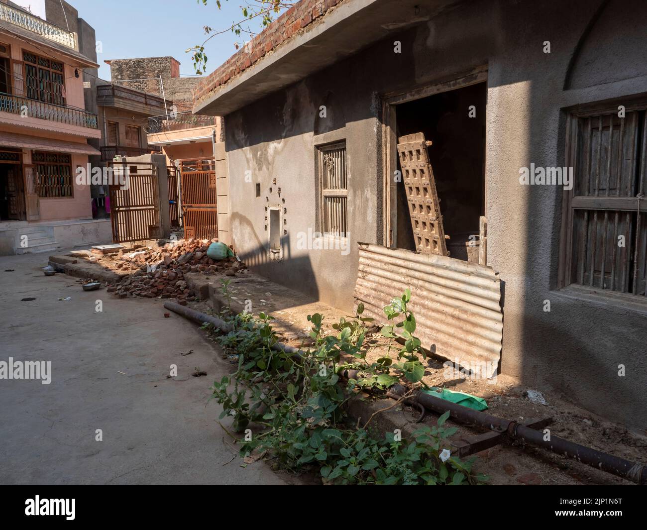 Under Construction House in Indian City, town, rural village. Stock Photo