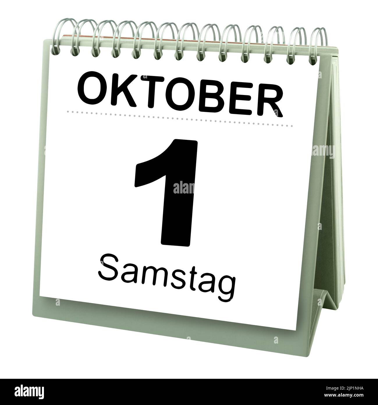 Deutscher Kalender Datum 1. Oktober 2022  Samstag auf weissem Hintergrund Stock Photo