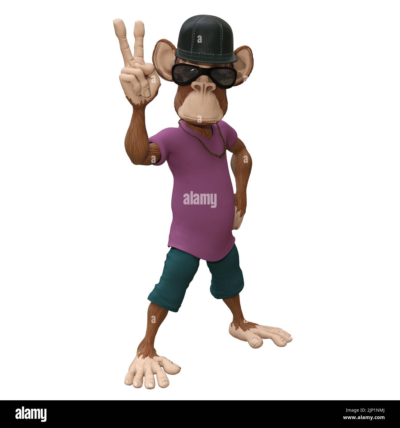 3D illustration cartoon monkey isolated white background Stock Photo ...