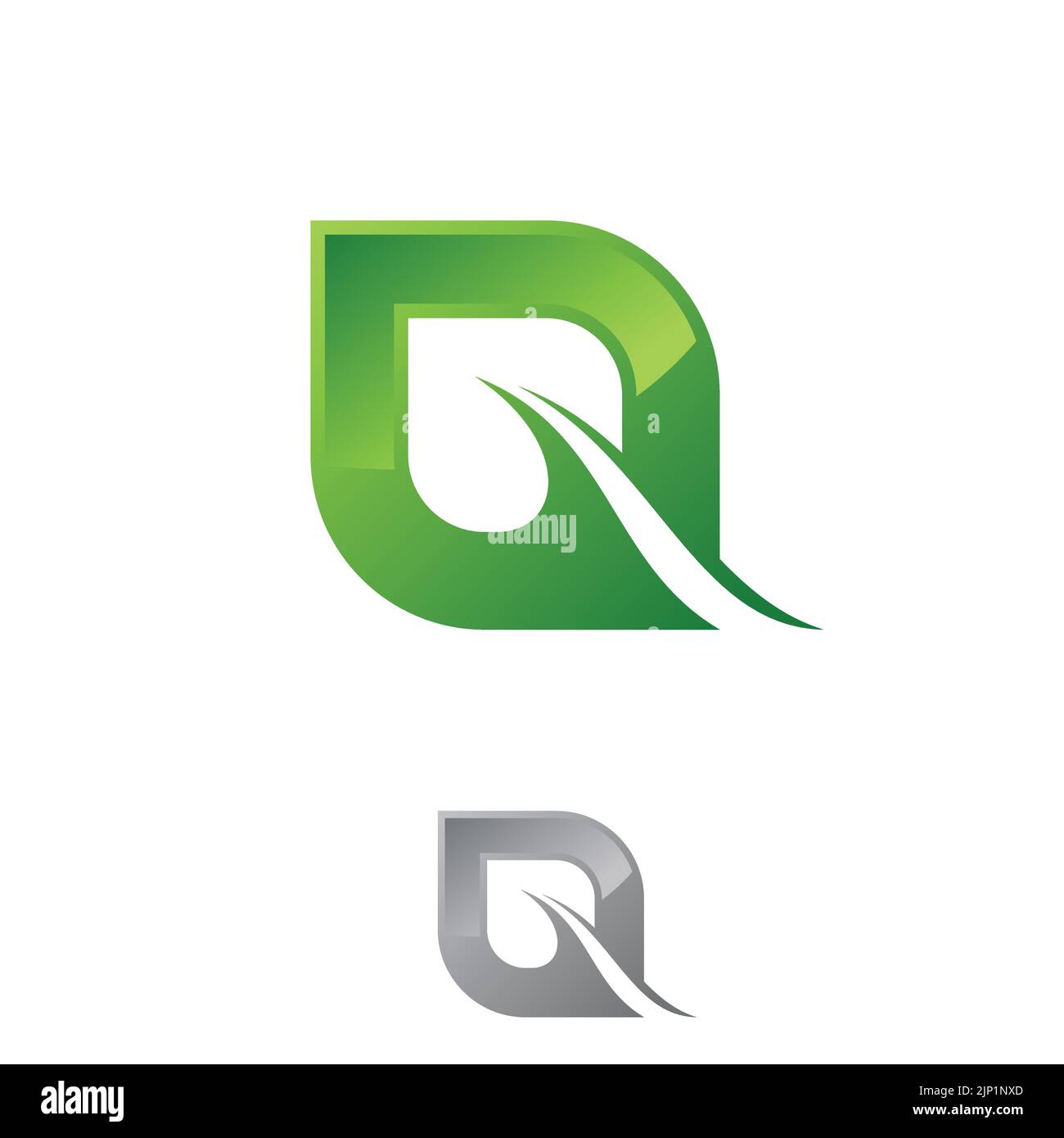 Q creative green gradient alphabet letter logo for branding and ...