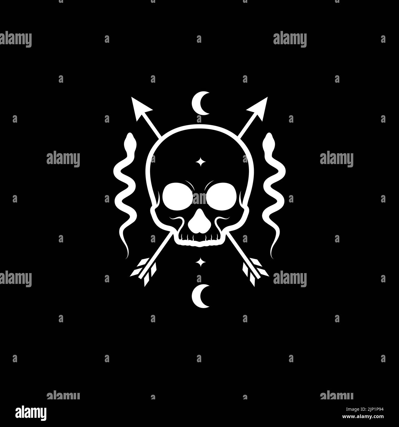 skull arrows snake logo design Stock Vector
