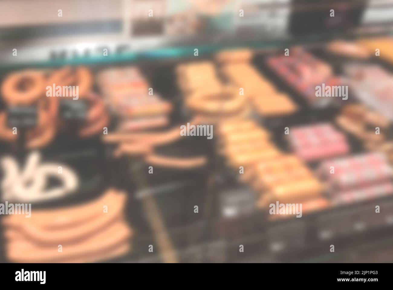 blurry background image of meat in supermarket Stock Photo