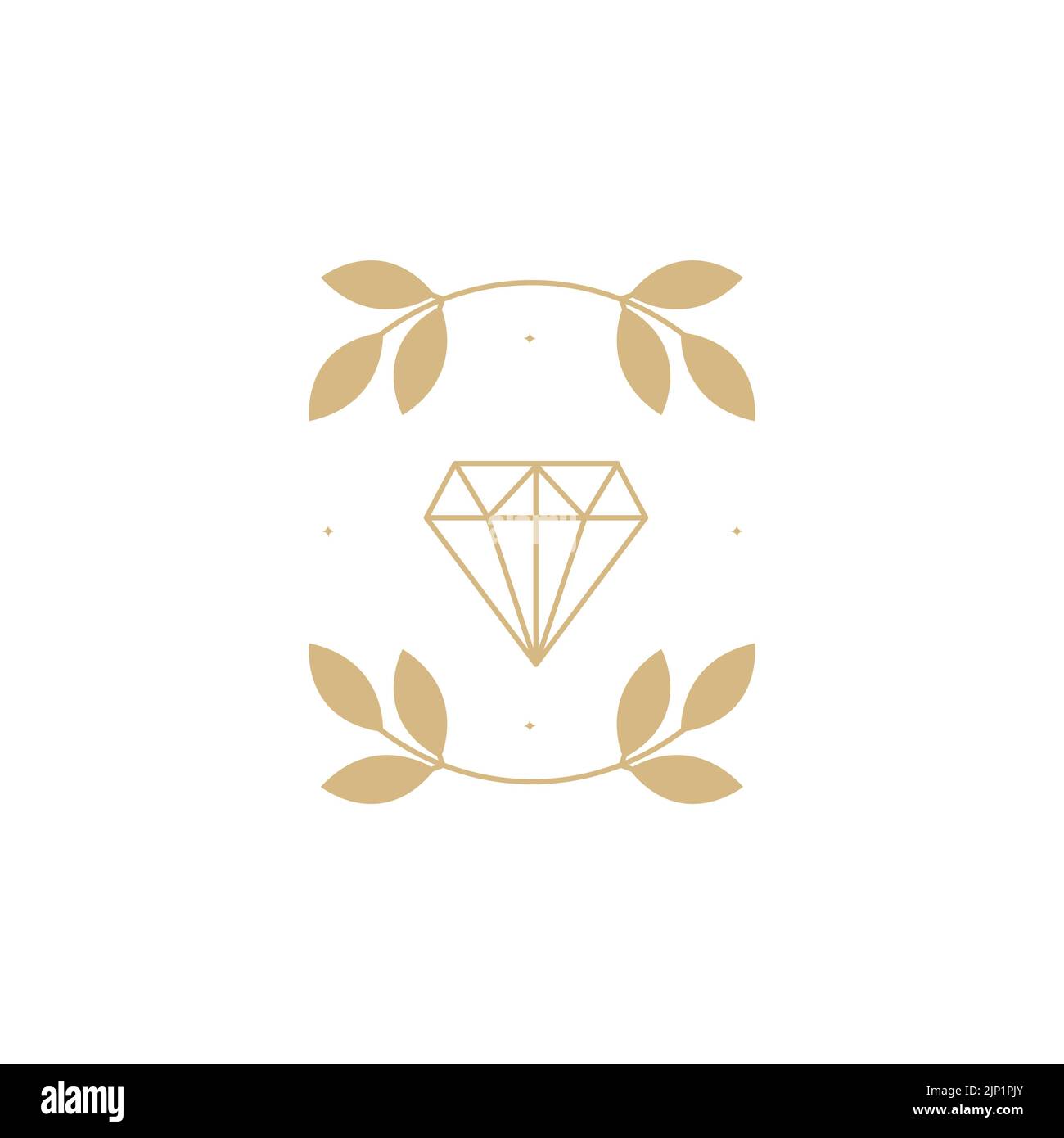 aesthetic diamond and leaves logo design Stock Vector