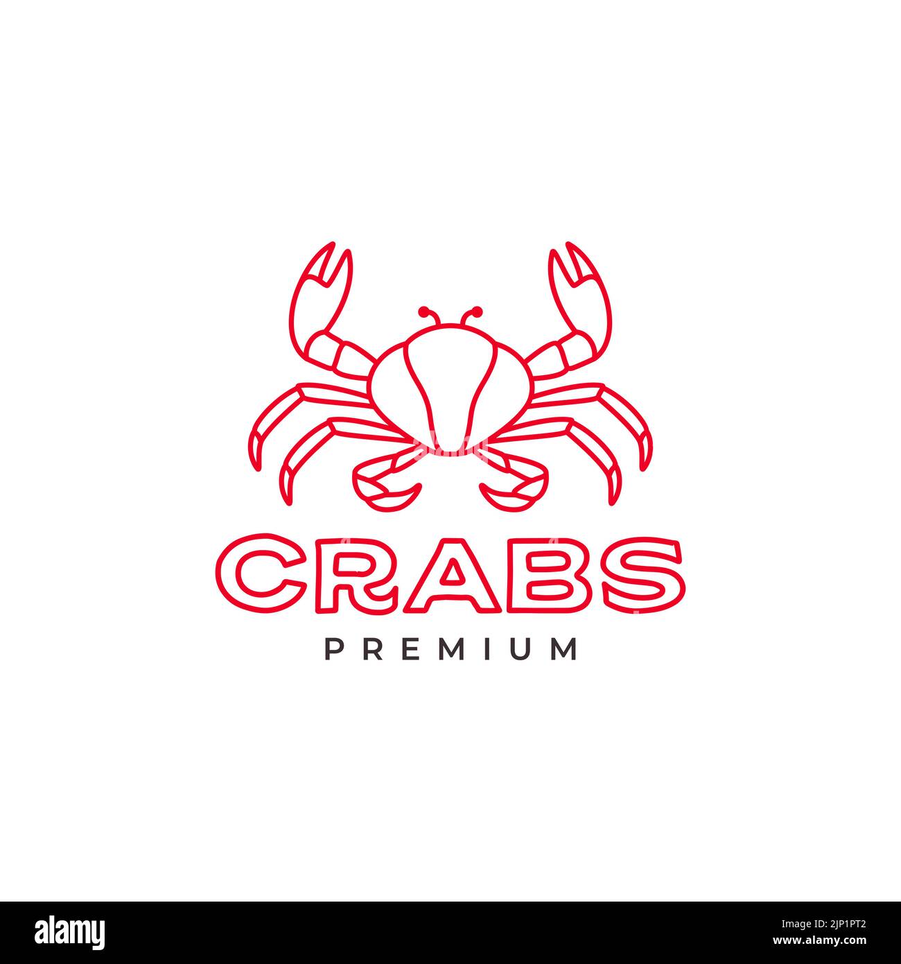 lines red crab logo design Stock Vector