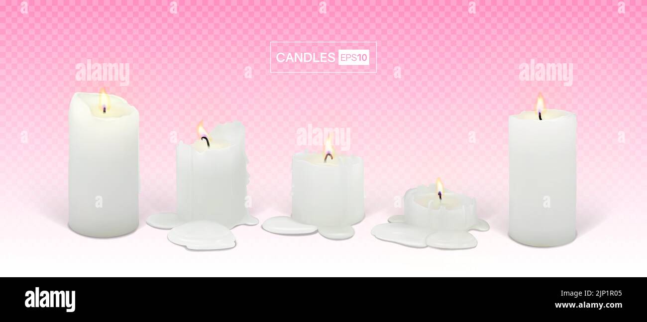 Set of burning white candles on a transparent background Stock Vector ...