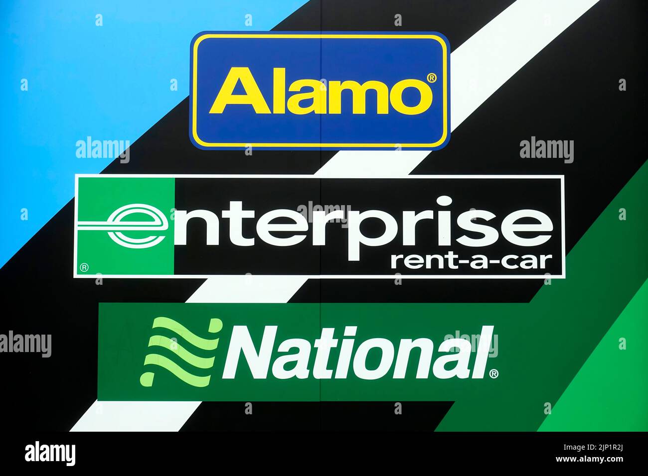 Car rental companies Alamo, enterprise and Nationl, Berlin, Germany