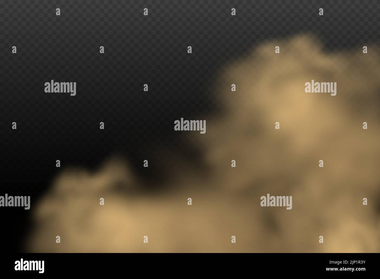 Trace on a dusty road or highway from a car.A cloud of brown dust and ...