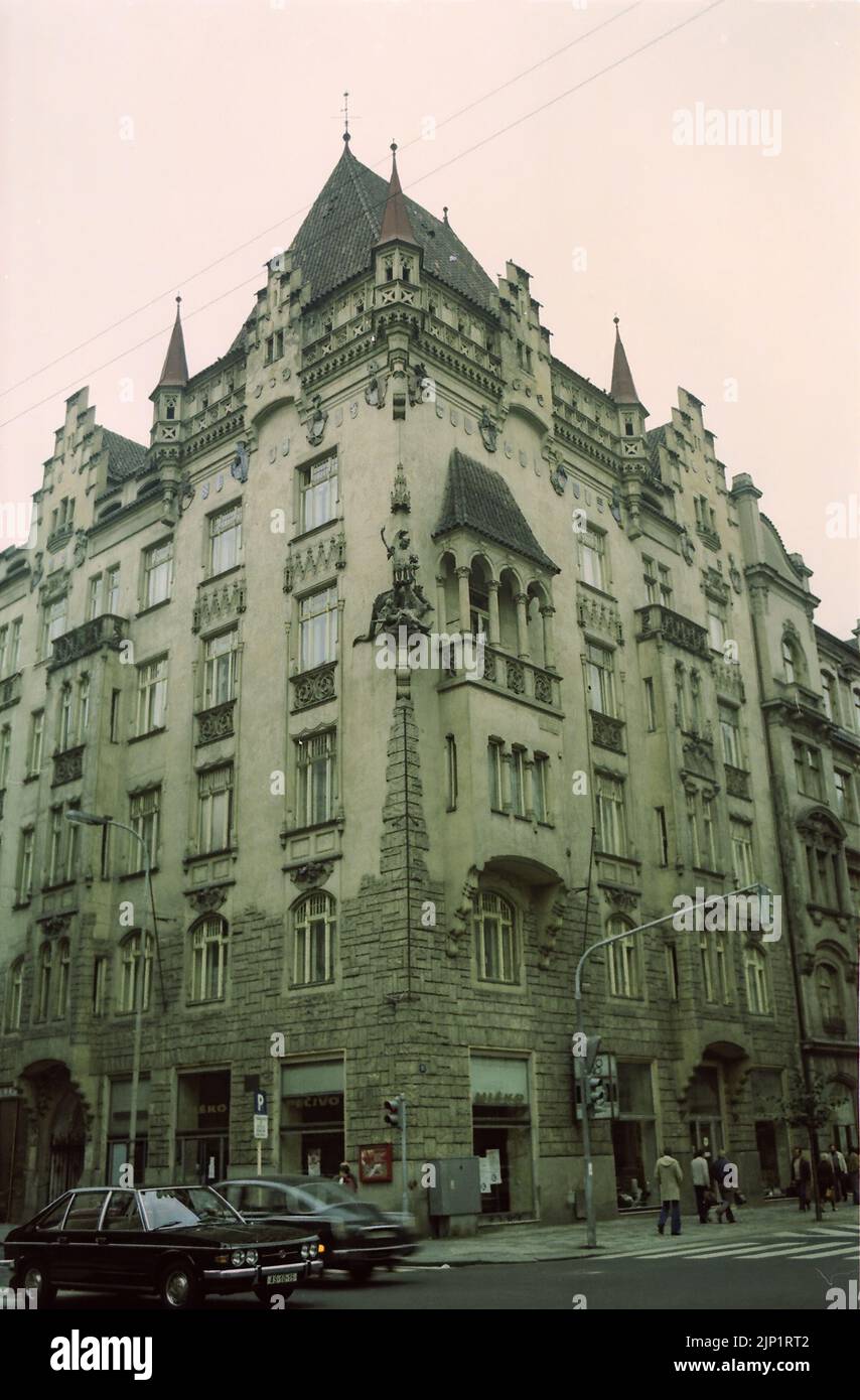 Vintage photo from the 80ies shot in Prague, Czechoslovakia Stock Photo