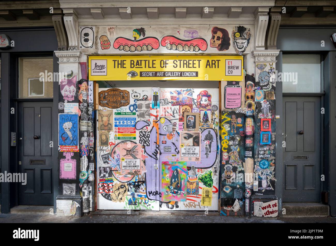 The Battle of Street Art secret art gallery Brick Lane London UK Stock