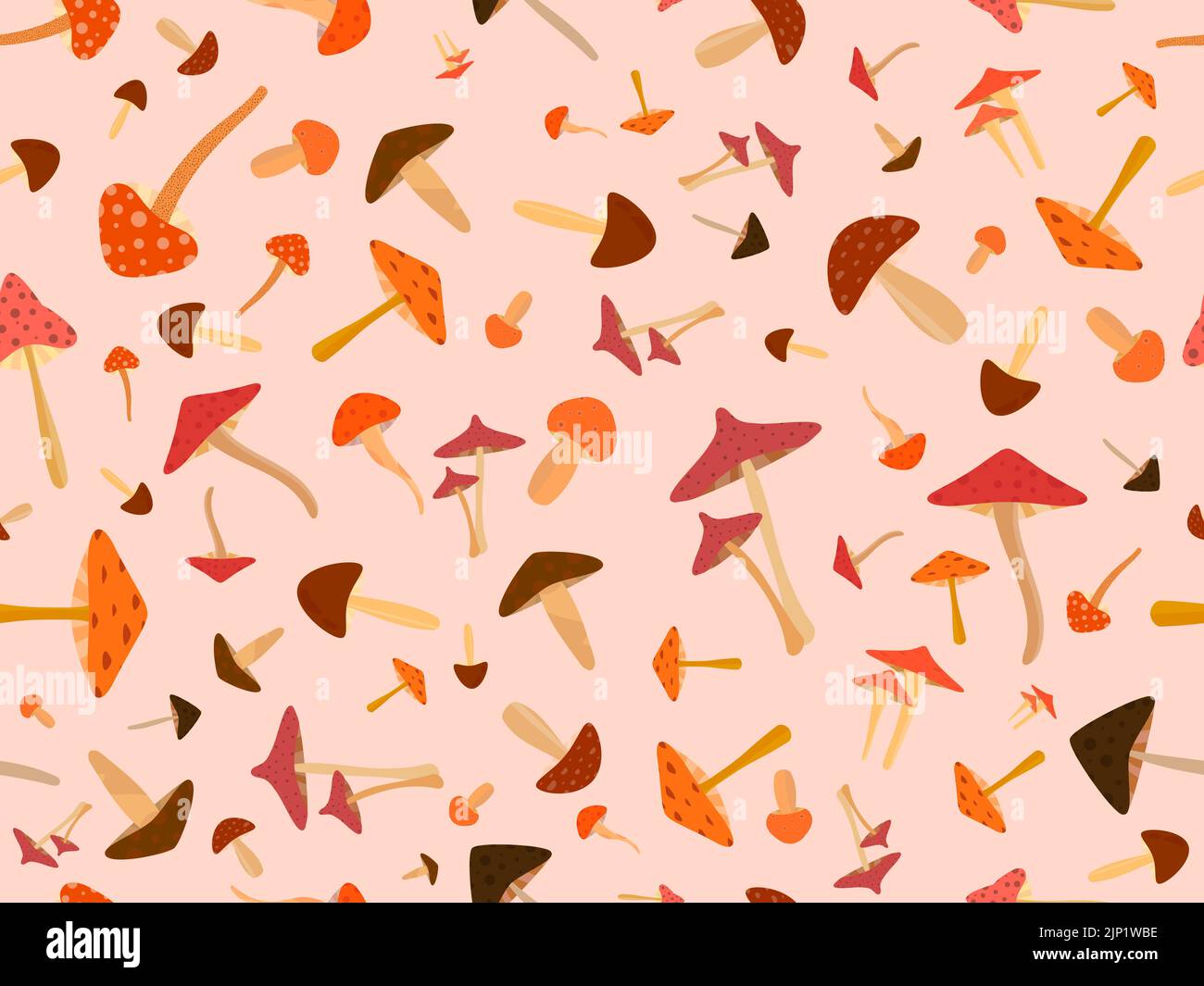 Mushrooms seamless pattern. Various mushrooms, edible and toadstools. Poisonous mushrooms and hallucinogenic fly agaric. Design for banners and promot Stock Vector