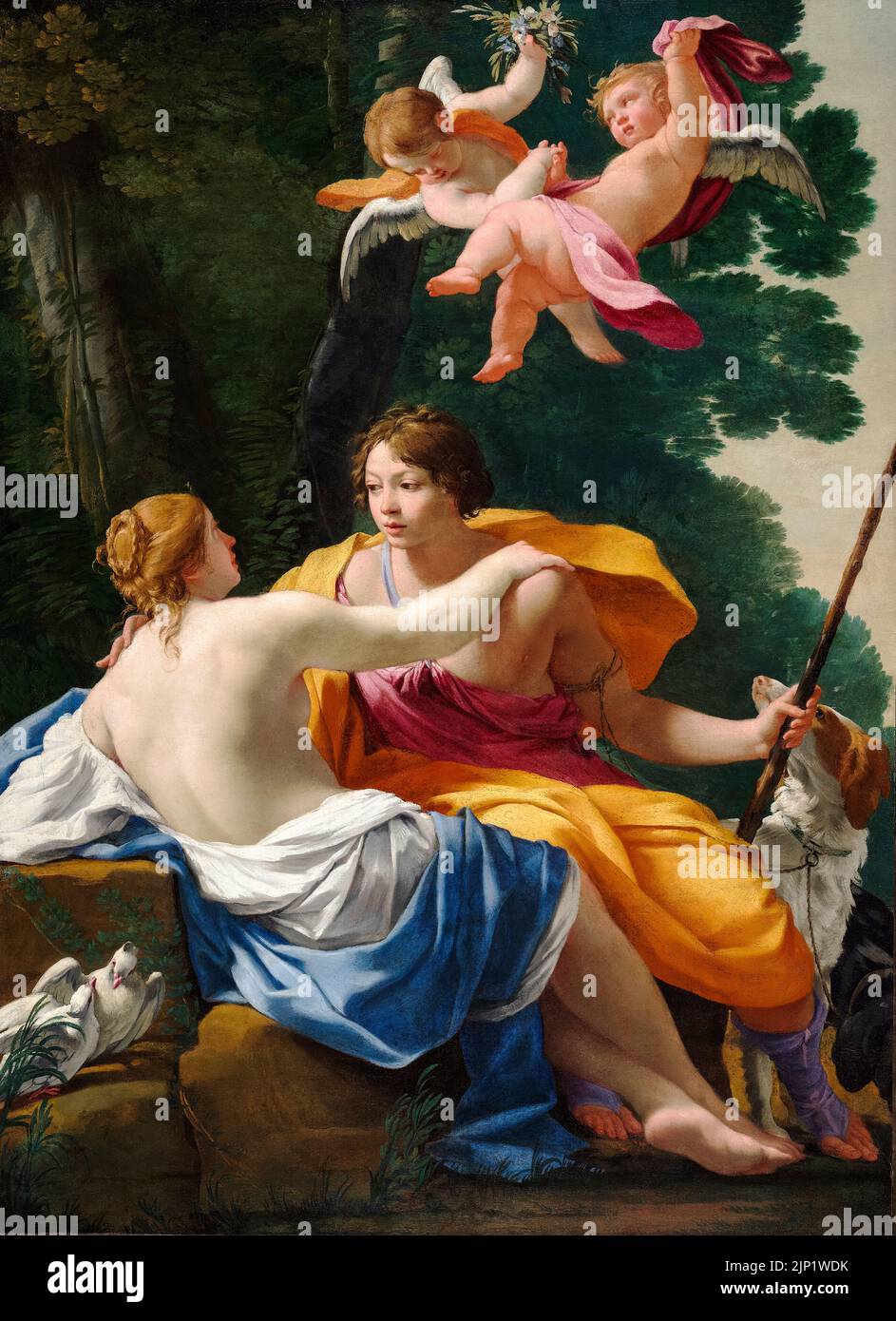 Simon Vouet, Venus and Adonis, painting in oil on canvas, circa 1642 Stock Photo