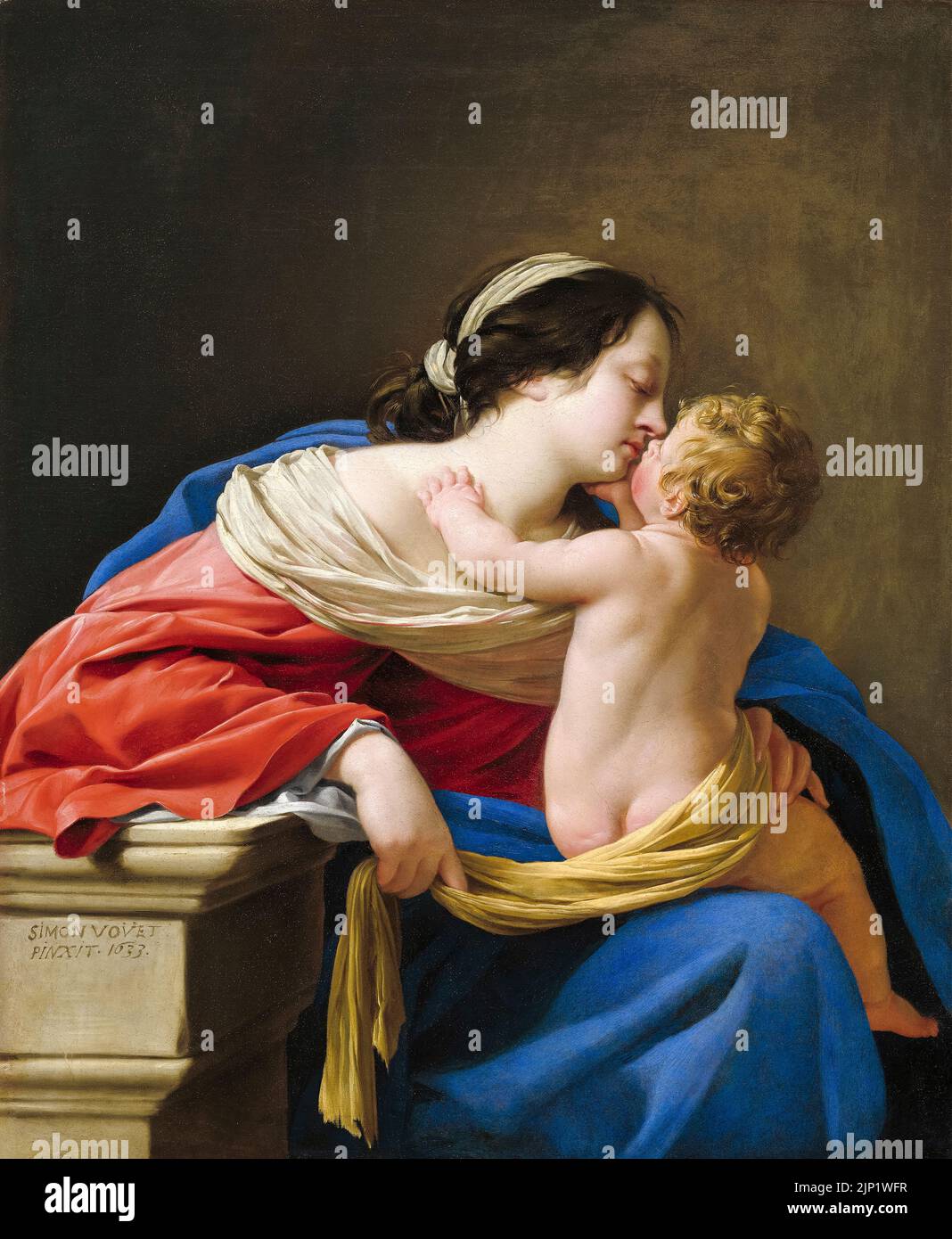 Simon Vouet, Madonna and Child, painting in oil on canvas, 1633 Stock Photo