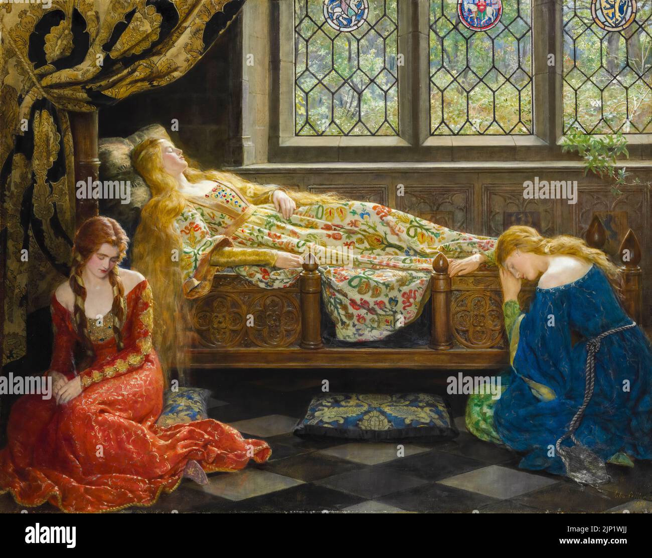 The Sleeping Beauty, painting in oil on canvas by John Collier, 1921 Stock Photo