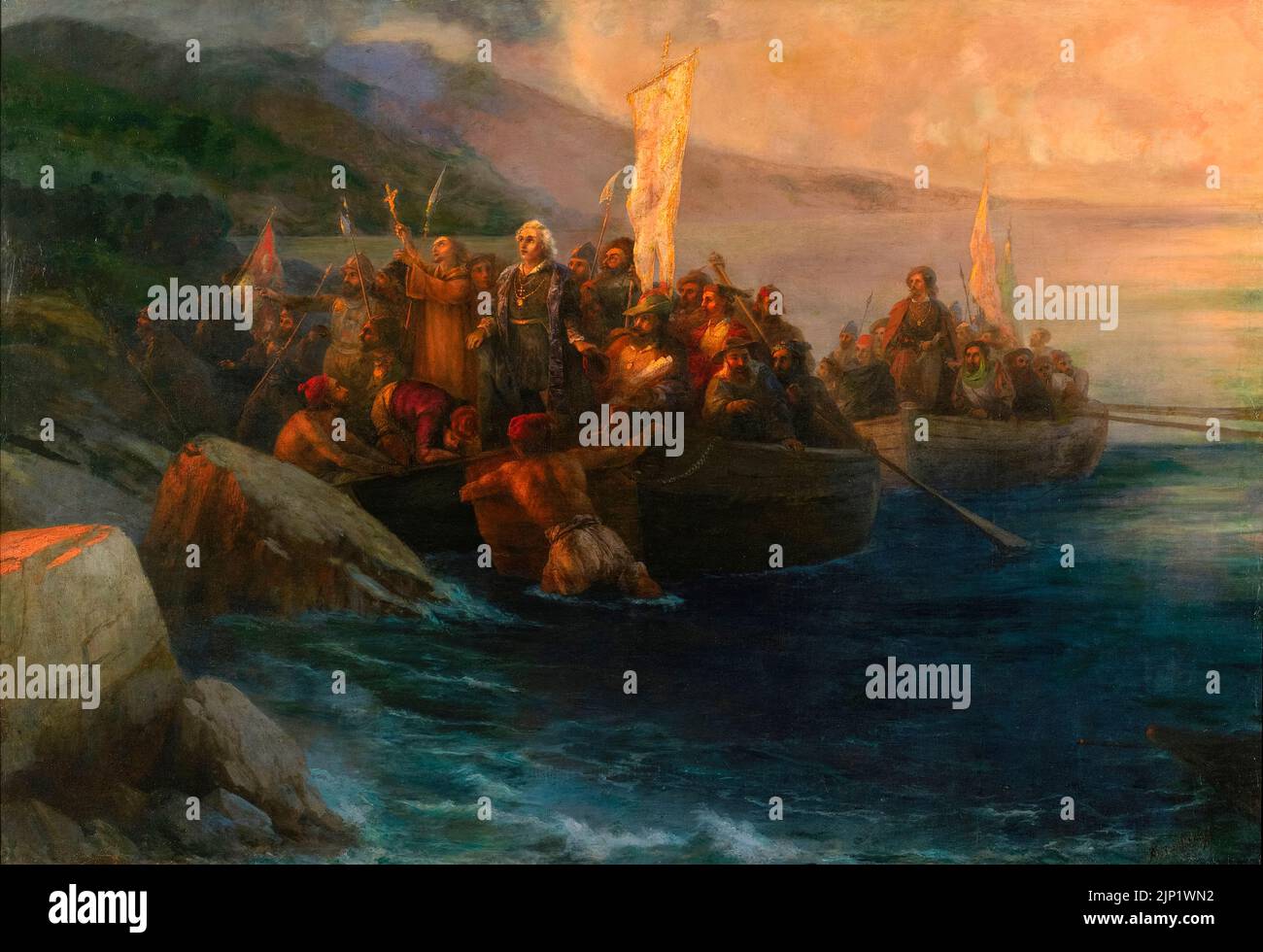 Christopher columbus landing 1492 hi-res stock photography and
