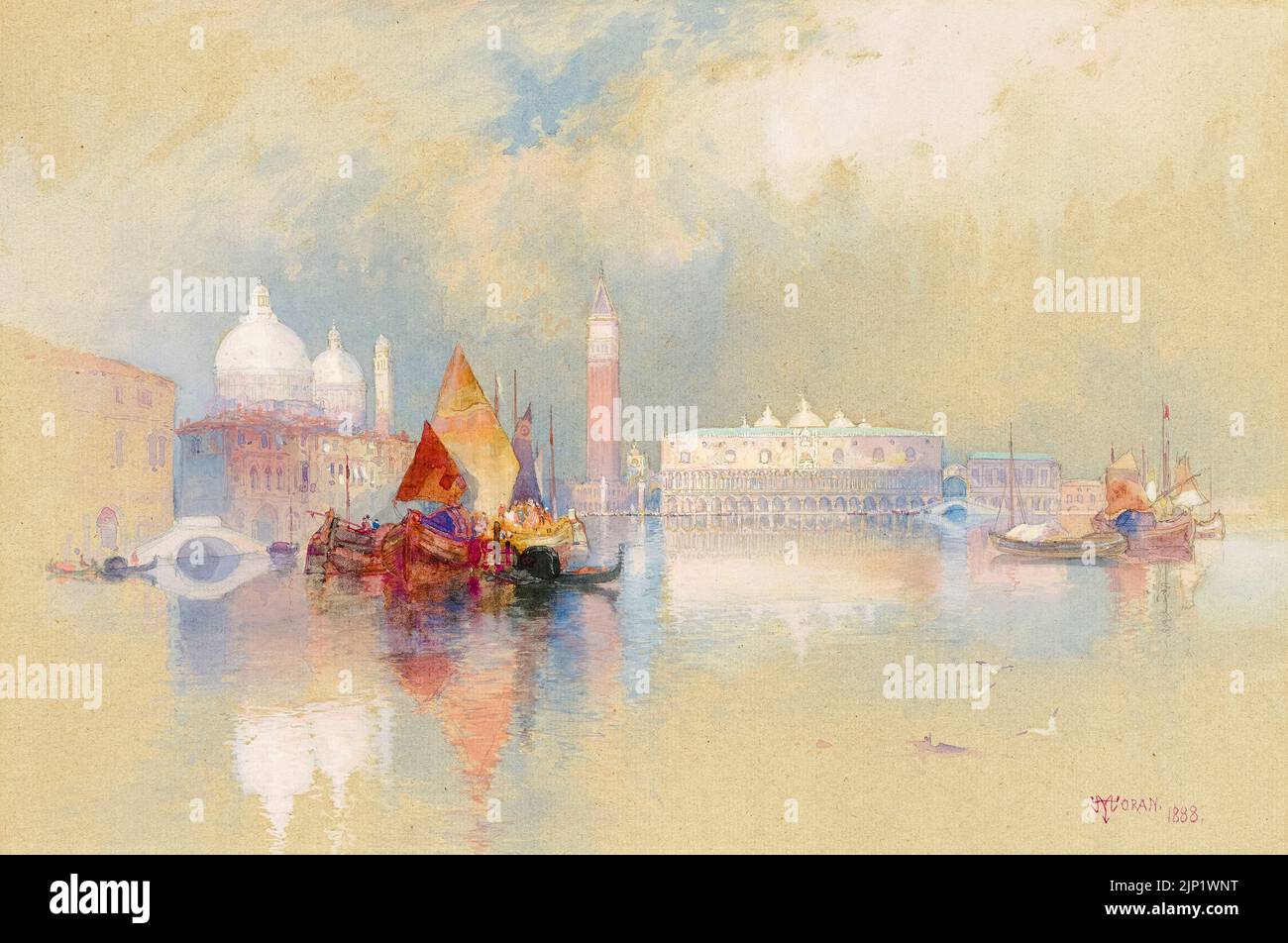 View of Venice, painting in watercolour and gouache by Thomas Moran, 1888 Stock Photo