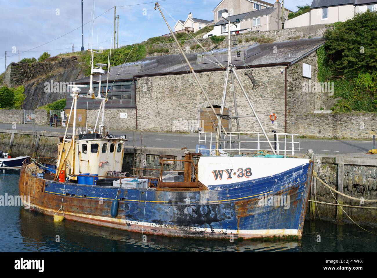 Whitby Fishing Boat, Pamela S WY-38 at Amlwch Harbour, Anglesey, North Wales, Stock Photo
