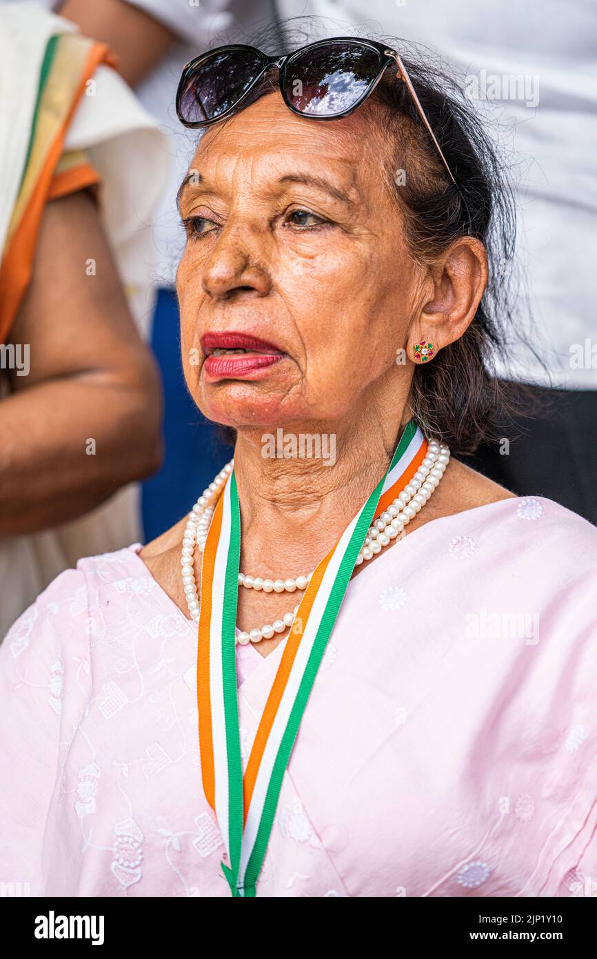 London, UK. 15th Aug, 2022. A Member of the British Indian community ...