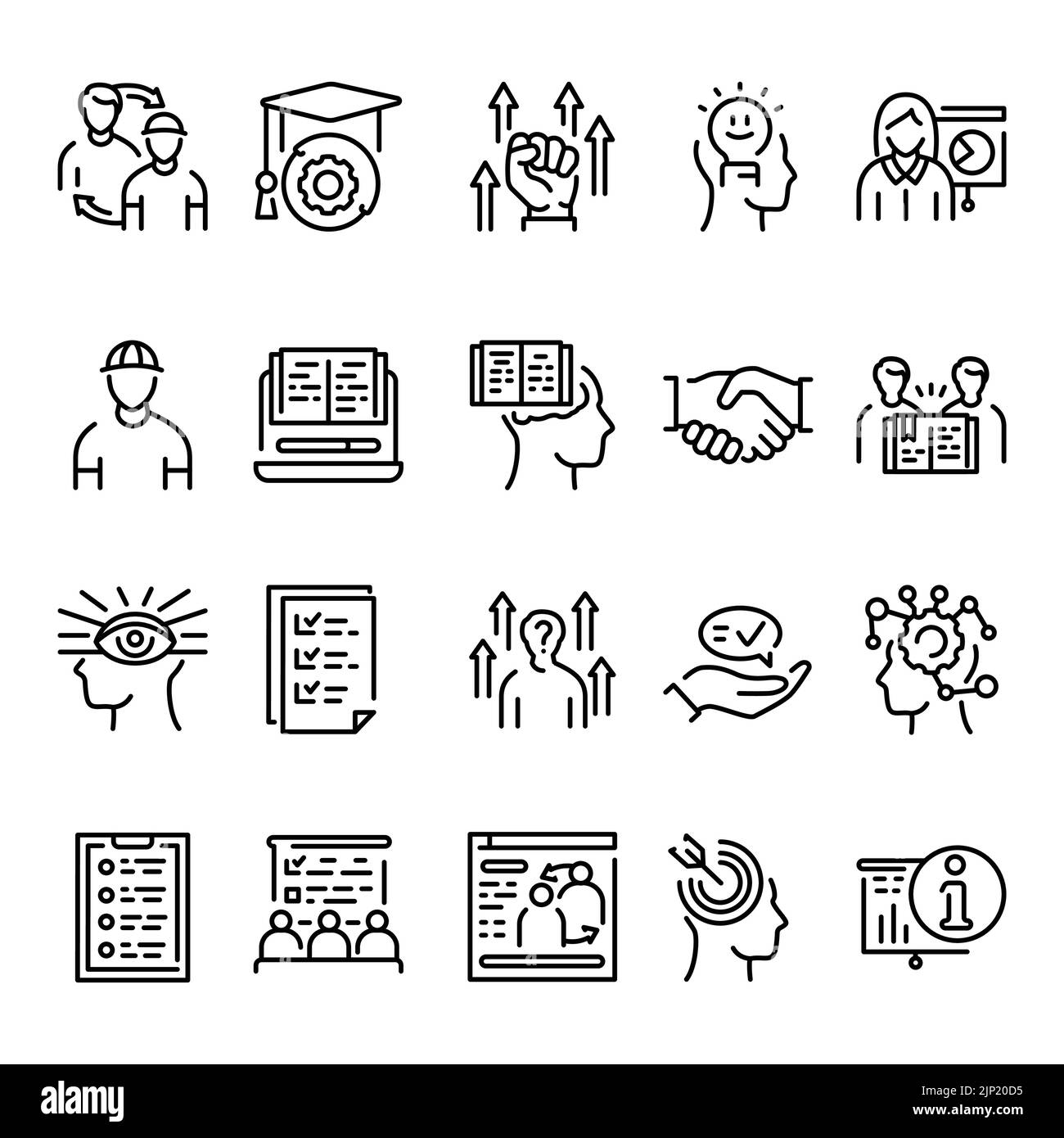 Coaching color line icons set. Signs for web page Stock Vector