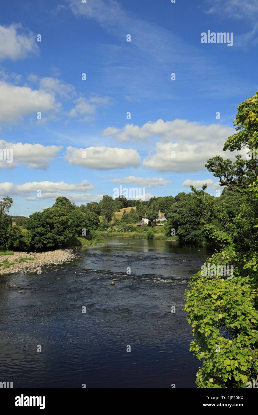 The River Ribble near Hurst Green in the Ribble Valley Lancashire on a summer evening England Stock Photo