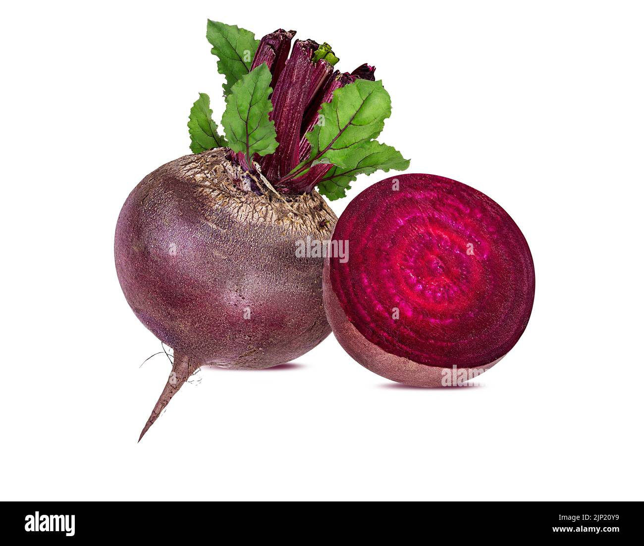 Beetroot with leaves isolated on white background Stock Photo