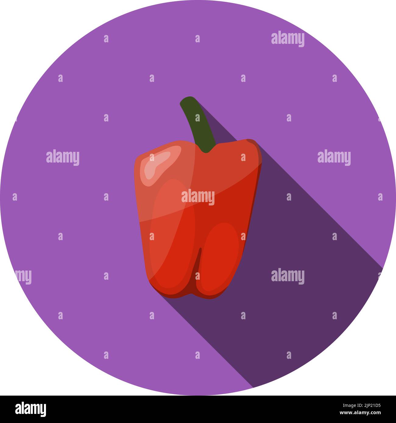 Pepper Icon. Flat Circle Stencil Design With Long Shadow. Vector ...