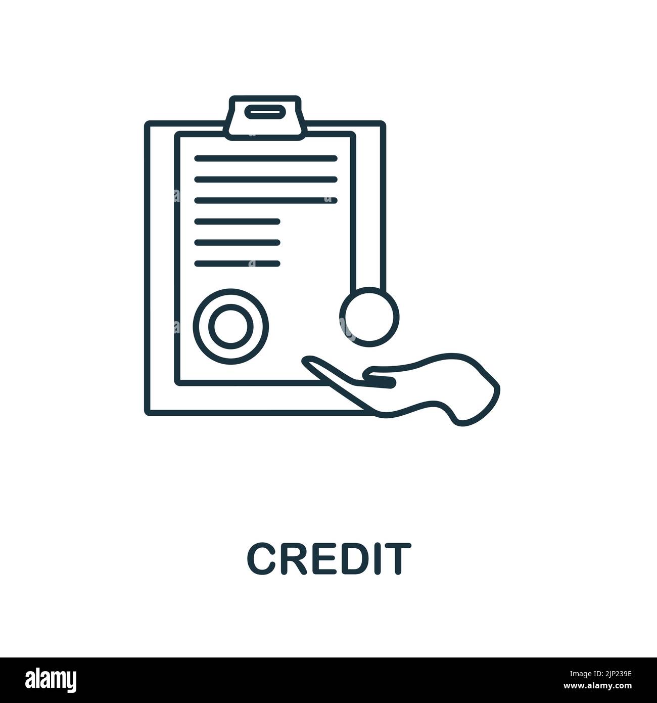 Credit line icon. Monochrome simple Credit outline icon for templates