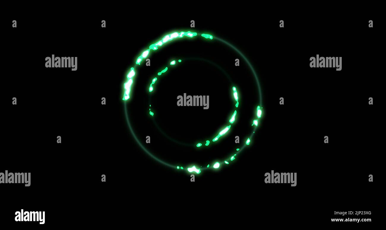Image of glowing green circles over black background Stock Photo - Alamy
