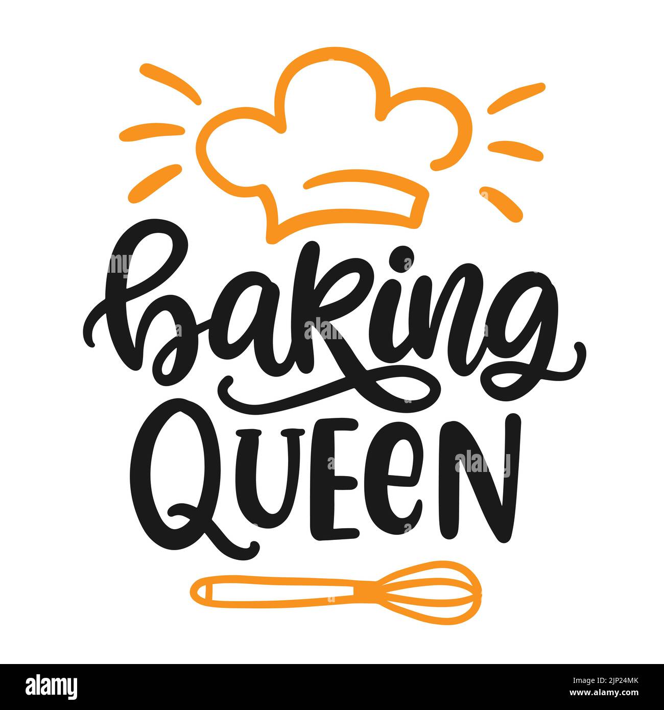 Baking Queen logo, Master chef hand written lettering emblem with cooker hat Stock Vector Image