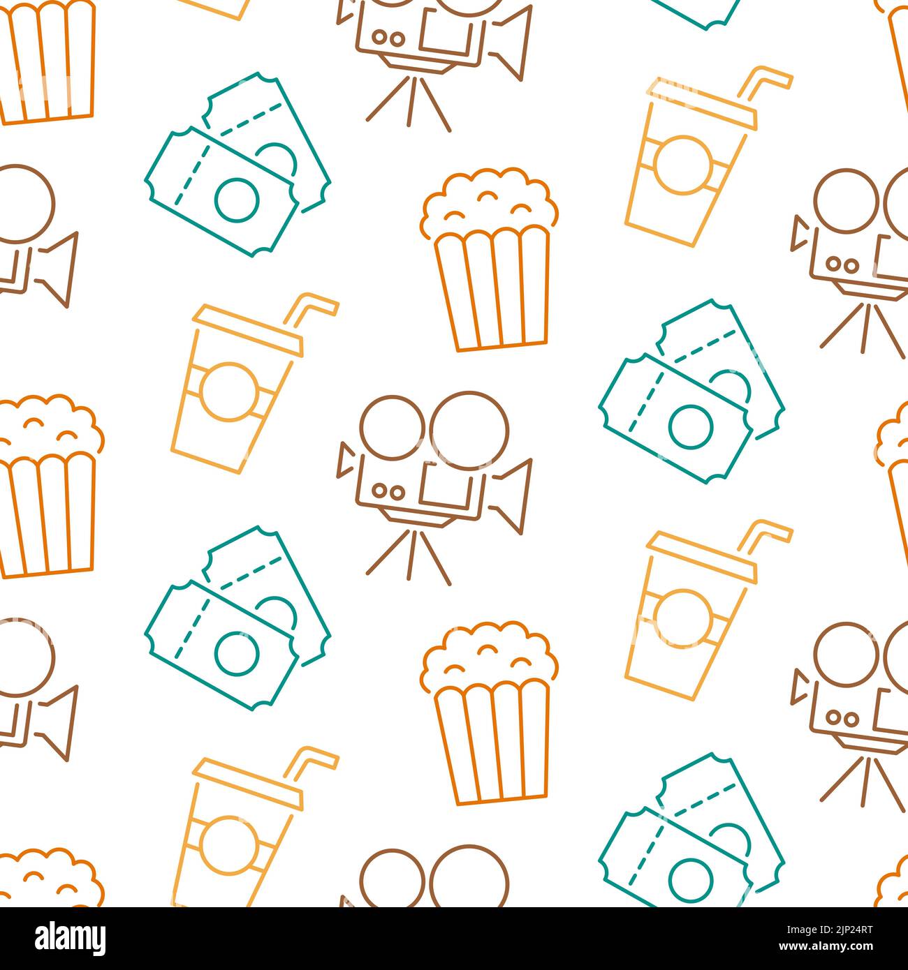 Cinema seamless pattern with icons Stock Vector