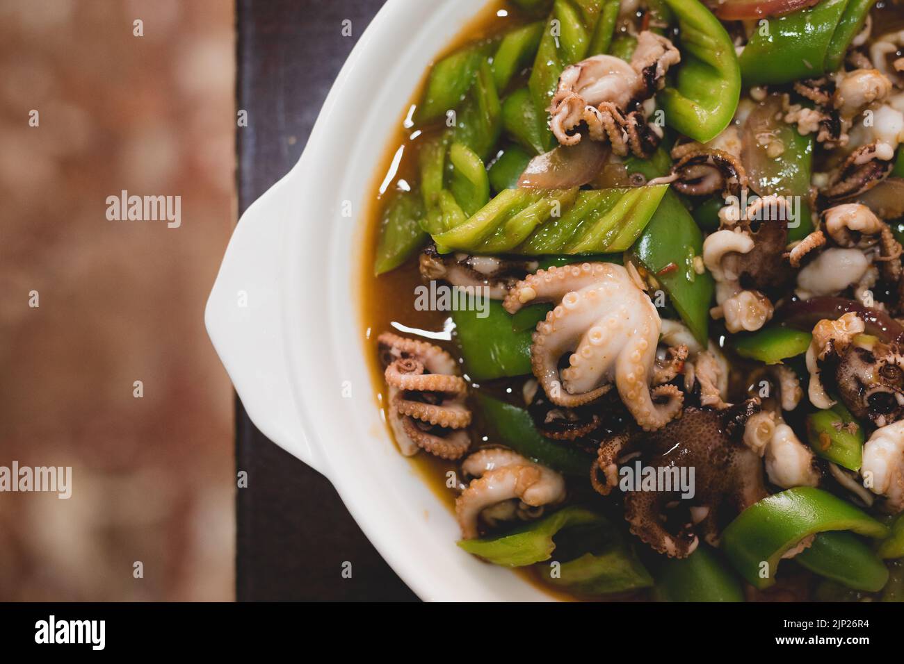 bell pepper, octopus, chinese cuisine, paprika, octopuses, chinese cuisines, chinese food Stock