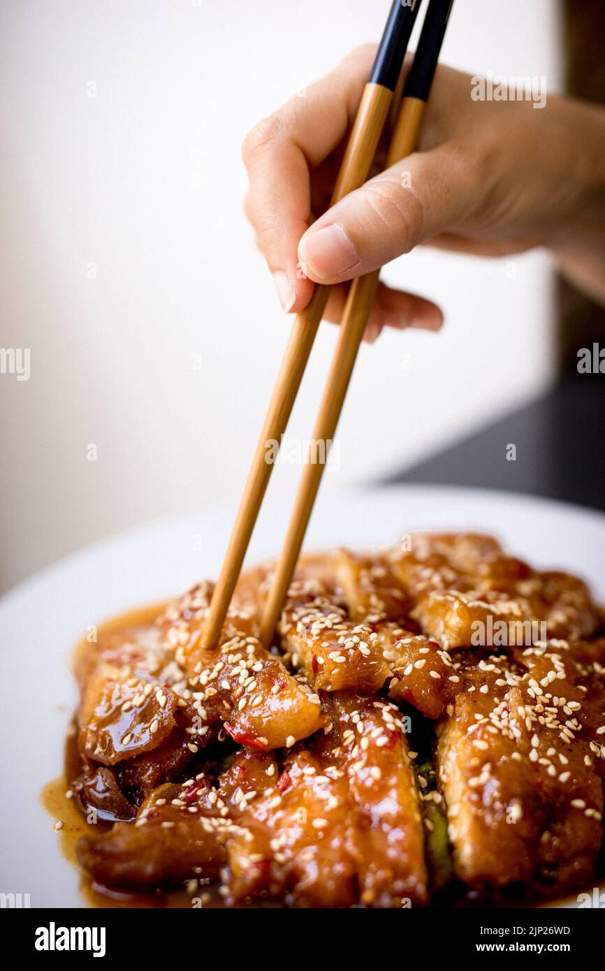 chopsticks, chinese cuisine, sweet sour, chicken, chopstick, chinese