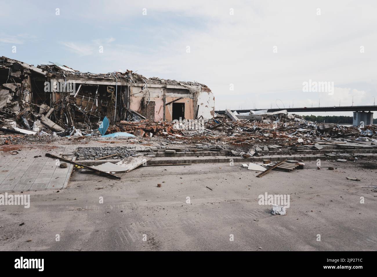 view of the destroyed building. aftermath of the hurricane Stock Photo ...