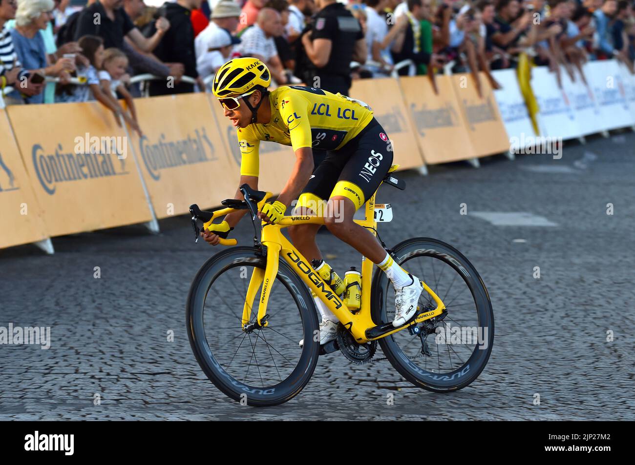 File photo dated 28-07-2019 of Team Ineos Egan Bernal. Former Tour de France winner Egan Bernal will make his return to racing at the Tour of Denmark on Tuesday, eight months after the career-threatening crash he suffered while training in Colombia. Issue date: Monday August 15, 2022. Stock Photo