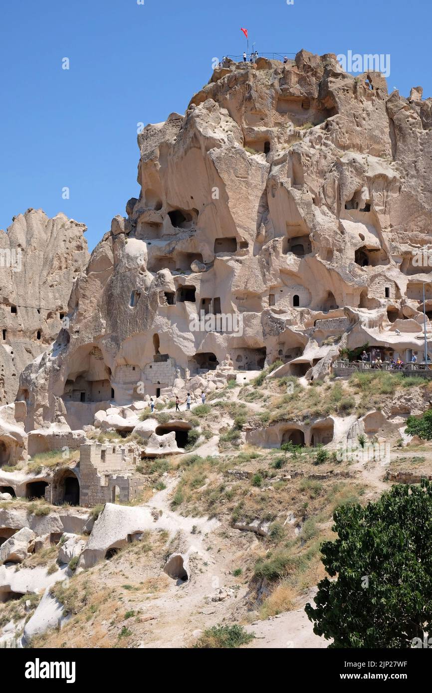 Castle Rock In (Uçhisar) Uchisar Cappadocia Anatolia Turkey Stock Photo ...