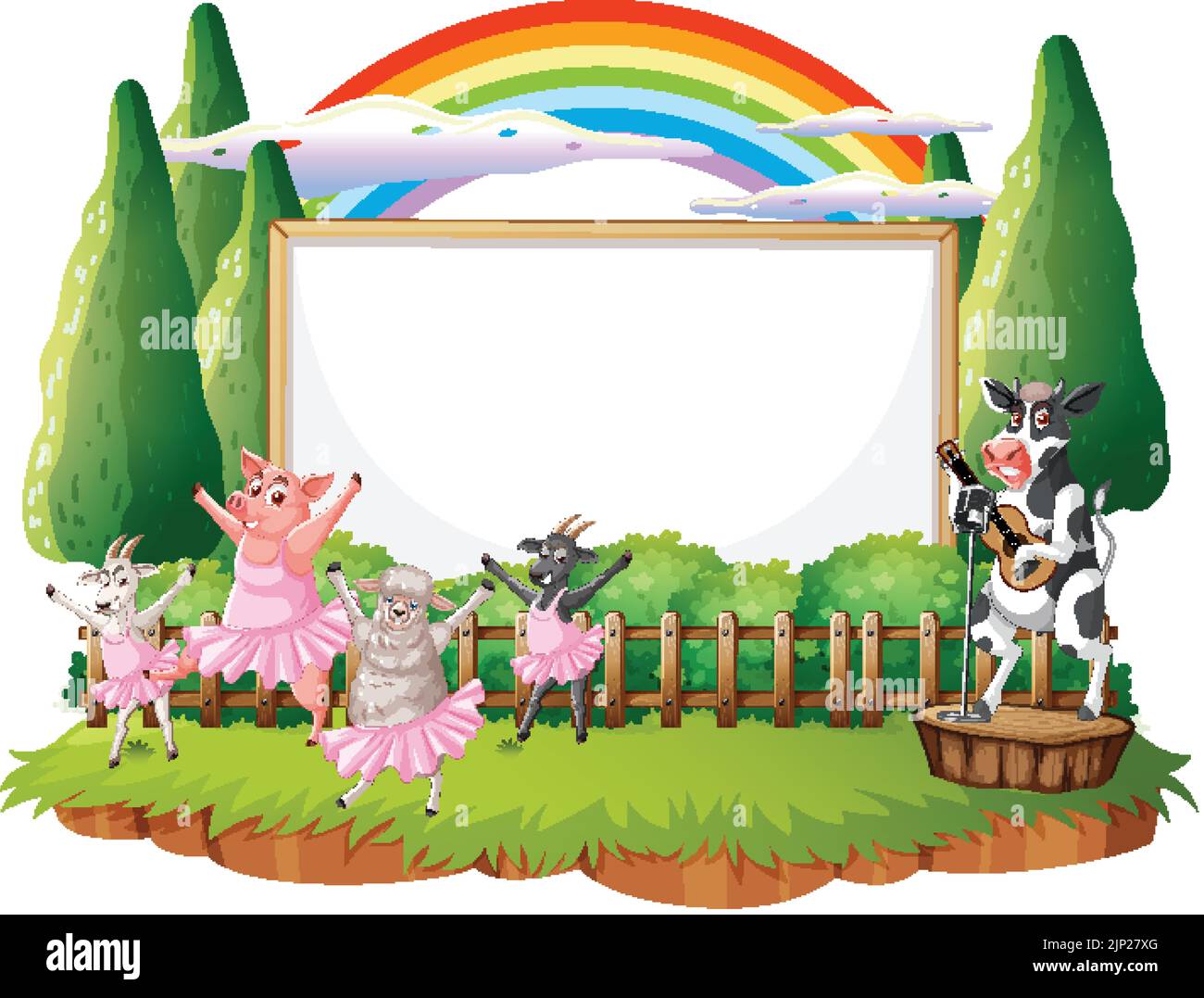 Empty banner template with farm animals illustration Stock Vector Image ...