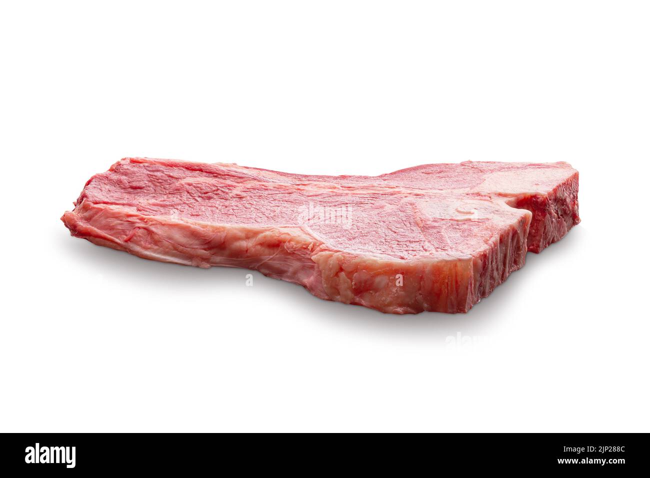 Raw t-bone steak isolated on white background. Deep focus Stock Photo