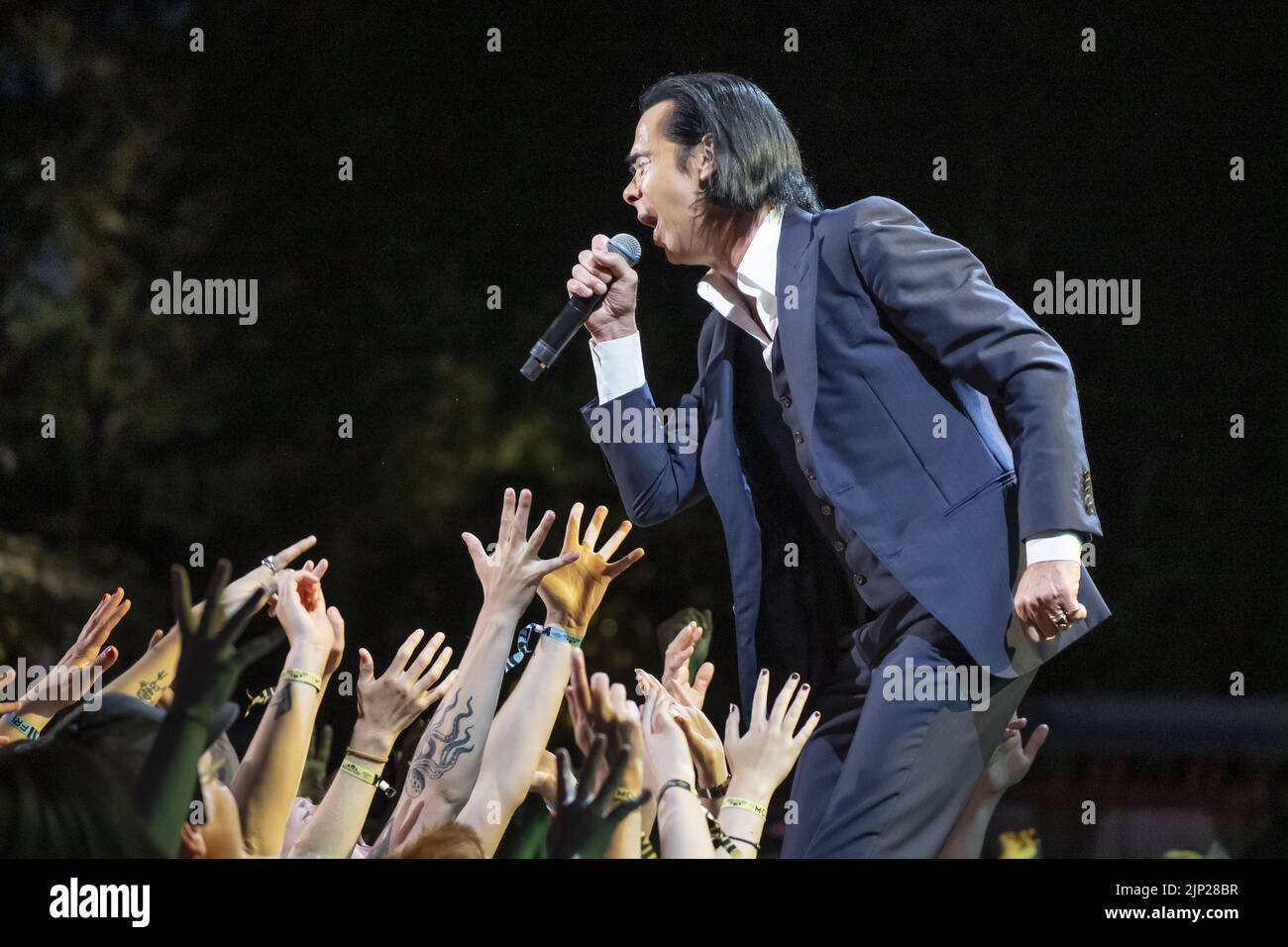 Nick Cave performs during Swedish music festival Way Out West 2022 in Gothenburg, Sweden, August 12, 2022.Photo: Anders Deros / Aftonbladet / TT code Stock Photo